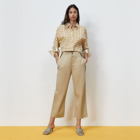 NEW Zara Gingham Cropped Shirt / Jacket button front Organi Cotton- Blogger Fav - Picture 4 of 16